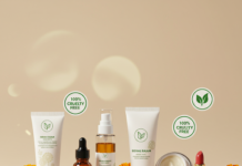 Top Indian Beauty Brands 2025 | Vegan & Cruelty-Free Trends Vegan Indian Beauty Products Flat Lay with Marigolds